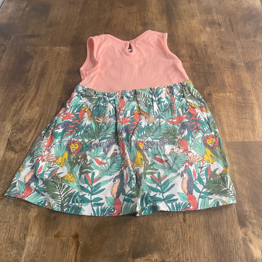 Jungle Animal Elephant Dress Kids Pink Green Safari Print SIZE 3Y - Picture 3 of 5